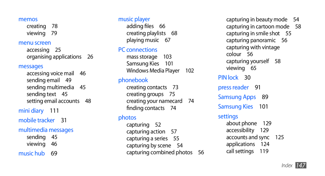 Samsung GT-I9001UWDDBT, GT-I9001HKDEPL, GT-I9001HKDATO manual Accessing Organising applications , 101, Call settings  